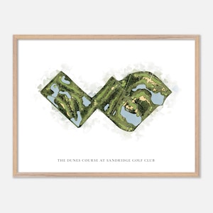 The Dunes Course bij Sandridge Golf Club in Vero Beach, Florida: klassieke aquarelkaart | Golfcadeau, golfmuurkunst, golfposterprint