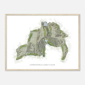 Conestoga Golf Club, Nevada - Klassische Aquarell Karte | Golfer Geschenk, Golf Wandkunst, Golf Poster Druck, Platz Layout