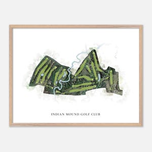 Indian Mound Golf Club in Ossipee, New Hampshire: klassieke aquarelkaart | Golfcadeau, golfmuurkunst, golfposterprint, baanindeling