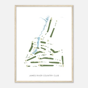James River Country Club, Virginia - Modern Watercolor Map | Golfer Gift, Golf Wall Art, Golf Poster Print, Course Layout