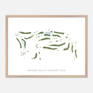 Radnor Valley Country Club à Villanova, Pennsylvanie - Carte aquarelle moderne | Cadeau de golfeur, oeuvre d'art murale de golf, impression d'affiche de golf