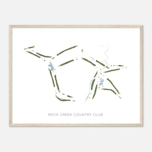 Rock Creek Country Club, Oregon - Carte aquarelle moderne | Cadeau golfeur, oeuvre d'art murale de golf, impression d'affiche de golf, aménagement du parcours