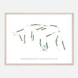 Adirondack Golf & Country Club, New York - Mappa acquerello moderna / Regalo per golfisti, Arte da parete per golf, Stampa poster di golf, Layout del campo