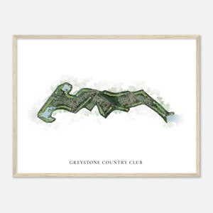 Greystone Country Club, Arkansas - Mappa classica dell'acquerello / Regalo per golfisti, Arte della parete del golf, Stampa poster del golf, Layout del campo