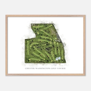Chester Washington Golf Place in Los Angeles, Kalifornien - Klassische Aquarell Karte | Golfer Geschenk, Golf Wandkunst, Golf Poster Druck
