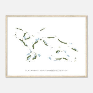 The Heatherwoods Course at The Charlevoix Country Club, Michigan - Modern Watercolor Map | Golfer Gift, Golf Wall Art, Golf Poster Print