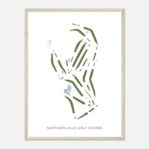 Northern Hills Golf Course, Minnesota - Modern Watercolor Map | Golfer Gift, Golf Wall Art, Golf Poster Print, Course Layout