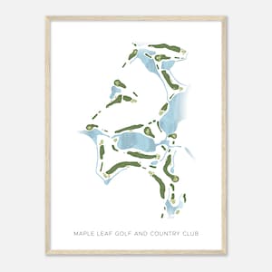Maple Leaf Golf and Country Club, Florida - Moderne Aquarell Landkarte | Golfer Geschenk, Golf Wandkunst, Golf Poster Druck, Platz Layout