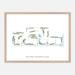 Delaire Country Club in Delray Beach, Florida: moderne aquarelkaart | Golfcadeau, golfmuurkunst, golfposterprint, baanindeling