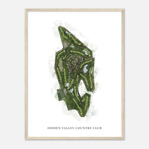 Hidden Valley Country Club, Nevada - Klassieke aquarelkaart | Golfer cadeau, golf kunst aan de muur, golf poster print, baanindeling
