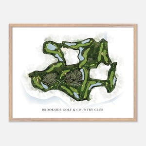 Brookside Golf & Country Club a Stockton, California - Mappa classica ad acquerello / Regalo per golfisti, Arte murale per golf, Stampa poster per golf
