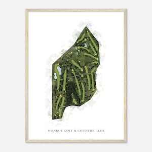 Monroe Golf & Country Club, Michigan - Mappa classica ad acquerello / Regalo per golfisti, Arte da parete per golf, Stampa poster di golf, Layout del campo