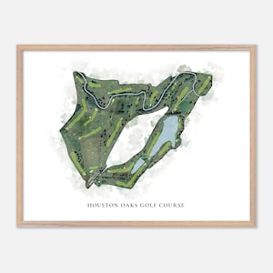 Houston Oaks Golf Club, Paris, Kentucky - Klassische Aquarell Karte | Golfer Geschenk, Golf Wandkunst, Golf Poster Druck, Platz Layout