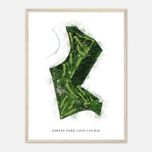 Forest Park Golf Platz, Maryland - Klassische Aquarell Karte | Golfer Geschenk, Golf Wandkunst, Golf Poster Druck, Platz Layout