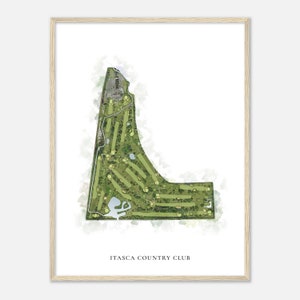 Itasca Country Club, Illinois - Mappa classica dell'acquerello / Regalo per golfisti, Arte da parete per il golf, Stampa poster di golf, Layout del campo