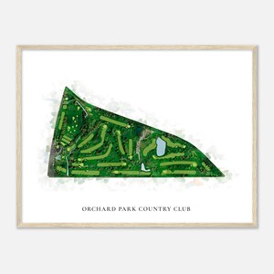 Orchard Park Country Club, New York - Mappa classica ad acquerello / Regalo per golfisti, Arte da parete per golf, Stampa poster di golf, Layout del campo