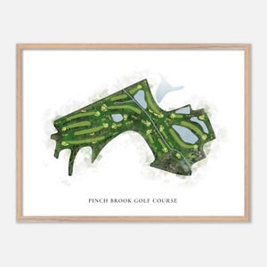 Pinch Brook-golfbaan in Florham Park, New Jersey: klassieke aquarelkaart | Golfcadeau, golfmuurkunst, golfposterprint, baanindeling