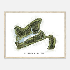 Greatwood Golf Club, Texas - Classic Watercolor Map | Golfer Gift, Golf Wall Art, Golf Poster Print, Course Layout