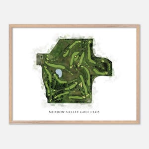 Meadow Valley Golf Club in Middlebury, Indiana: klassieke aquarelkaart | Golfcadeau, golfmuurkunst, golfposterprint, baanindeling