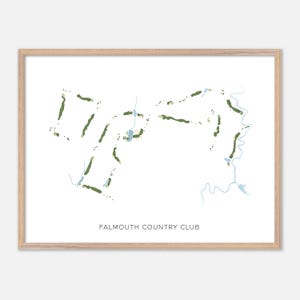 Falmouth Country Club in Falmouth, Maine - Moderne Aquarell Landkarte | Golfer Geschenk, Golf Wandkunst, Golf Poster Druck, Platz Layout