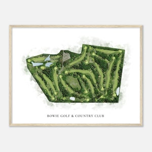 May include: A watercolor illustration of a golf course with the text "BOWIE GOLF & COUNTRY CLUB". The course is green and surrounded by trees.