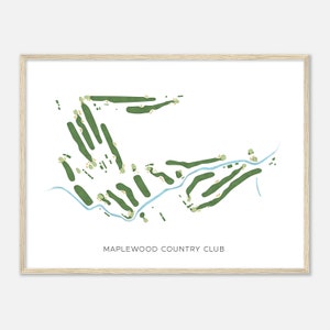 Maplewood Country Club, New Jersey - Mappa acquerello moderna / Regalo per golfista, Arte da parete per il golf, Stampa poster di golf, Layout del campo