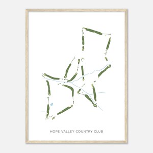 Hope Valley Country Club, North Carolina - moderne aquarelkaart | Golfer cadeau, golf kunst aan de muur, golf poster print, baanindeling