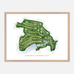 Lakeville Country Club a Lakeville, Massachusetts - Mappa classica ad acquerello / Regalo per golfisti, Arte murale per golf, Stampa poster per golf, Layout del campo