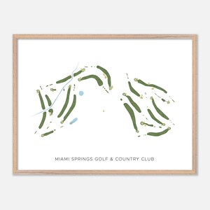 Miami Springs Golf & Country Club in Miami Springs, Florida: moderne aquarelkaart | Golfcadeau, golfmuurkunst, golfposterprint