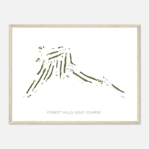 Forest Hills Golf Club, Wisconsin - Moderne Aquarell Landkarte | Golfer Geschenk, Golf Wandkunst, Golf Poster Druck, Platz Layout