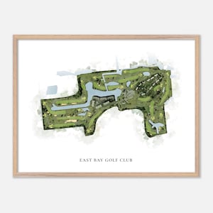 East Bay Golf Club in Largo, Florida: klassieke aquarelkaart | Golfcadeau, golfmuurkunst, golfposterprint, baanindeling