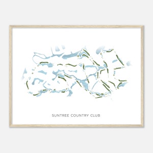 Suntree Country Club, Florida - Modern Watercolor Map | Golfer Gift, Golf Wall Art, Golf Poster Print, Course Layout