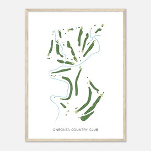 Oneonta Country Club, New York - Moderne Aquarell Landkarte | Golfer Geschenk, Golf Wandkunst, Golf Poster Druck, Platz Layout