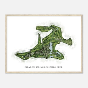 Meadow Springs Country Club, Washington - Klassische Aquarell Landkarte | Golfer Geschenk, Golf Wandkunst, Golf Poster Druck, Platz Layout