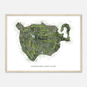 Colorado Golf Club, Colorado - Carte aquarelle classique | Cadeau golfeur, oeuvre d'art murale de golf, impression d'affiche de golf, aménagement du parcours