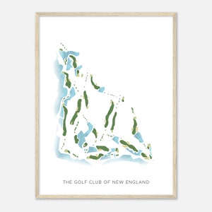 De golfclub van New England, New Hampshire - moderne aquarelkaart | Golfer cadeau, golf kunst aan de muur, golf poster print, baanindeling