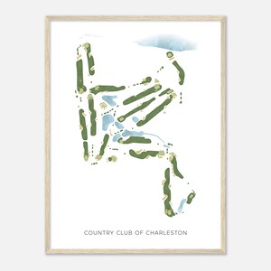Country Club di Charleston, Carolina del Sud - Mappa moderna dell'acquerello / Regalo per golfisti, Arte da parete per il golf, Stampa di poster di golf, Layout del campo