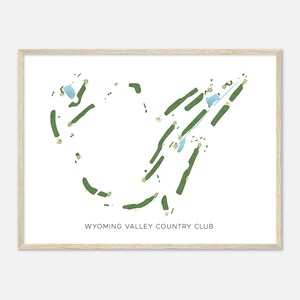 Wyoming Valley Country Club, Pennsylvania - moderne aquarelkaart | Golfer cadeau, golf kunst aan de muur, golf poster print, baanindeling
