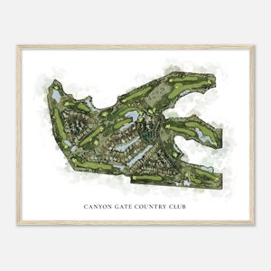 Canyon Gate Country Club, Nevada - Klassieke aquarelkaart | Golfer cadeau, golf kunst aan de muur, golf poster print, baanindeling