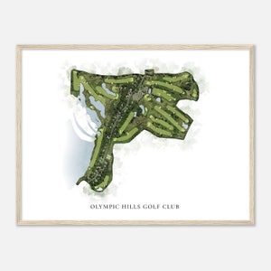 Olimpic Hills Golf Club, Minnesota - Klassische Aquarell Karte | Golfer Geschenk, Golf Wandkunst, Golf Poster Druck, Platz Layout
