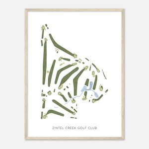 Zintel Creek Golf Club, Washington - Moderne Aquarell Landkarte | Golfer Geschenk, Golf Wandkunst, Golf Poster Druck, Platz Layout