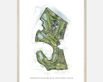 North Palm Beach Country Club, Florida - Classic Watercolor Map | Golfer Gift, Golf Wall Art, Golf Poster Print, Course Layout