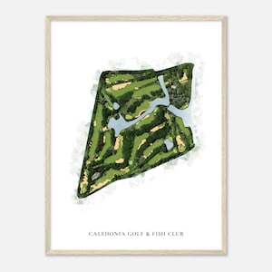 Caledonia Golf & Fish Club, South Carolina - klassische Aquarell-Karte | Golfer Geschenk, Golf Wandkunst, Golf Poster Druck, Platz Layout