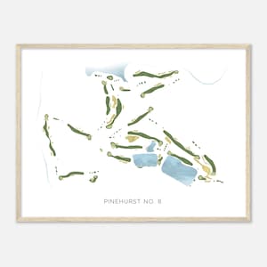 Pinehurst No 8, North Carolina - Moderne Aquarell Landkarte | Golfer Geschenk, Golf Wandkunst, Golf Poster Druck, Platz Layout