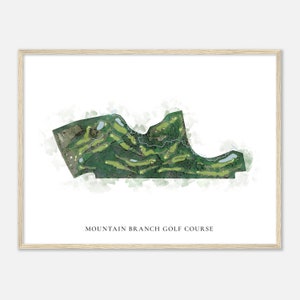 Mountain Branch Golf Course, Maryland - Klassieke aquarelkaart | Golfer cadeau, golf kunst aan de muur, golf poster print, baanindeling