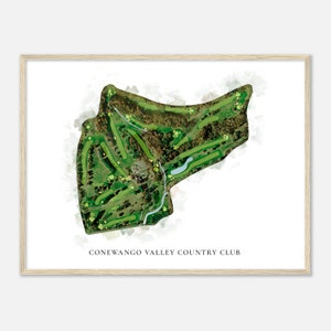 Conewango Valley Country Club, Pennsylvania - Klassieke aquarelkaart | Golfer cadeau, golf kunst aan de muur, golf poster print, baanindeling