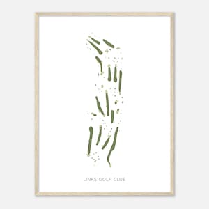 Links Golf Club, Idaho - Moderne aquarelkaart | Golfer cadeau, golf kunst aan de muur, golf poster print, baanindeling