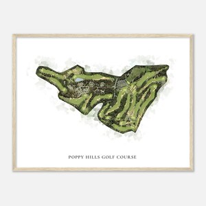 Poppy Hills Golf Platz, Kalifornien - Klassische Aquarell Landkarte | Golfer Geschenk, Golf Wandkunst, Golf Poster Druck, Platz Layout