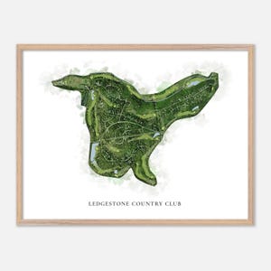 Ledgestone Country Club a Branson West, Missouri - Mappa classica ad acquerello / Regalo per golfisti, Arte murale per golf, Stampa poster per golf, Layout del campo