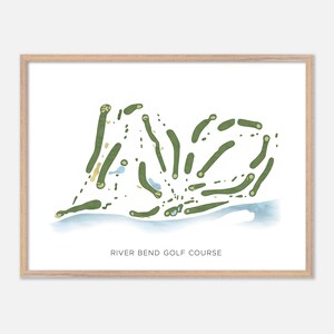 River Bend Golf Platz in Wilder, Idaho - Moderne Aquarell Landkarte | Golfer Geschenk, Golf Wandkunst, Golf Poster Druck, Platz Layout